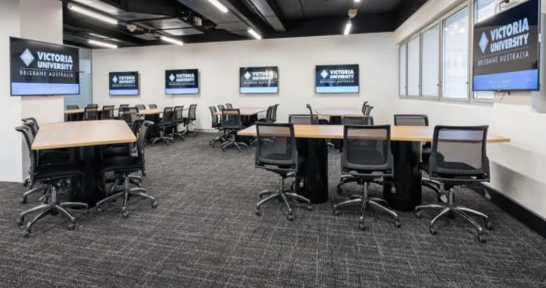 Classroom, provided with a clean furnished lecture with LCD Screen