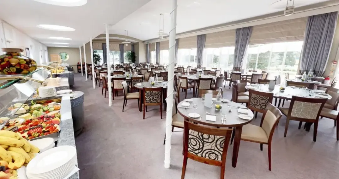 Dining Room breakfast and dinner are served daily in the Heyworth Restaurant, with our award-winning in-house chefs
