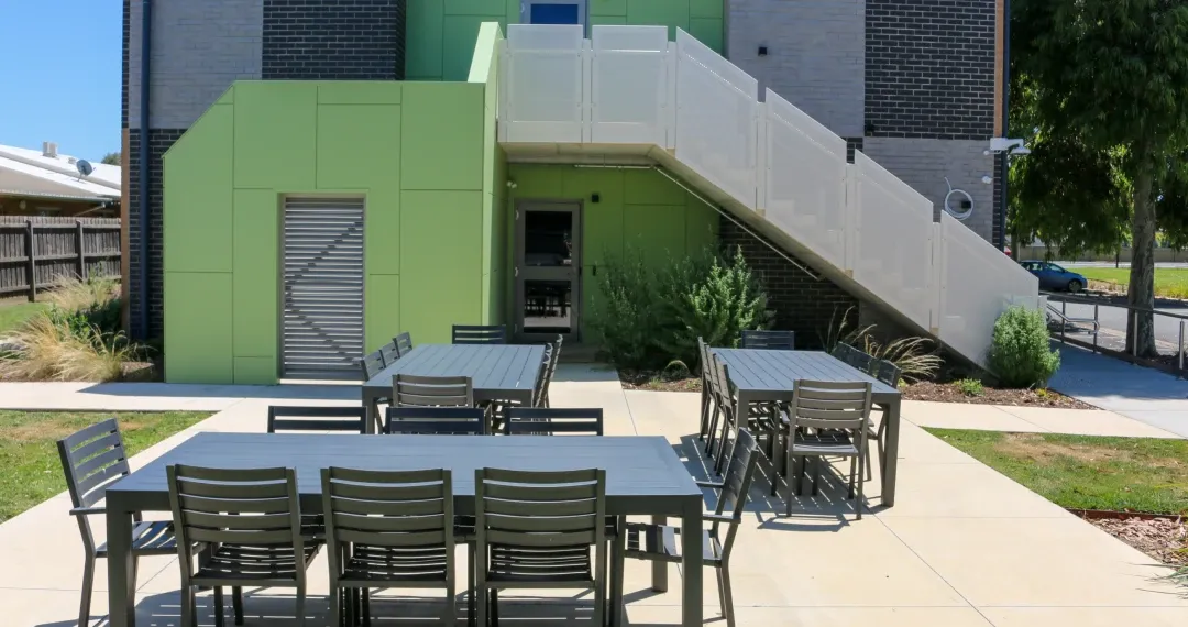 Courtyard outside student accommodation building