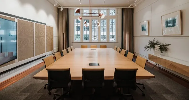 A contemporary boardroom for meeting with industry partners and postgraduate use