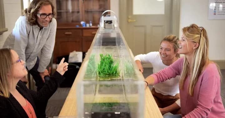 Hands-on displays of the wave flume which demonstrates wave energy, Great Southern Marine Reseach Facility