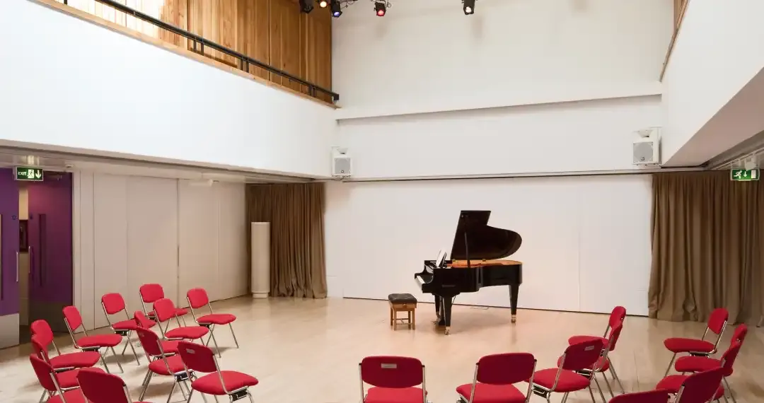 Theatre stage for performs student plays, dance performances, comedy shows, and music concerts