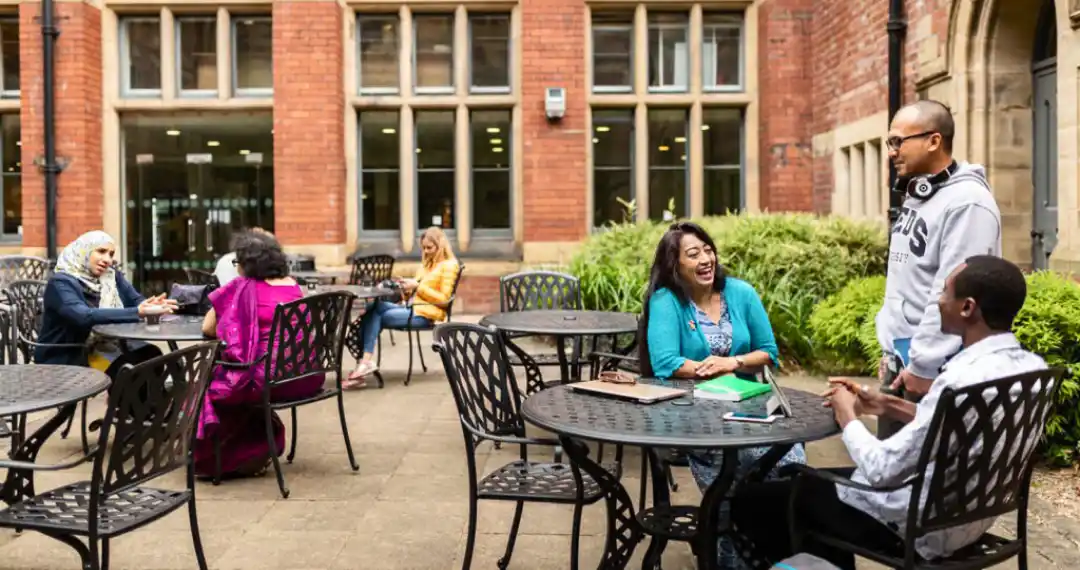 The courtyard outside the Baines Wing café