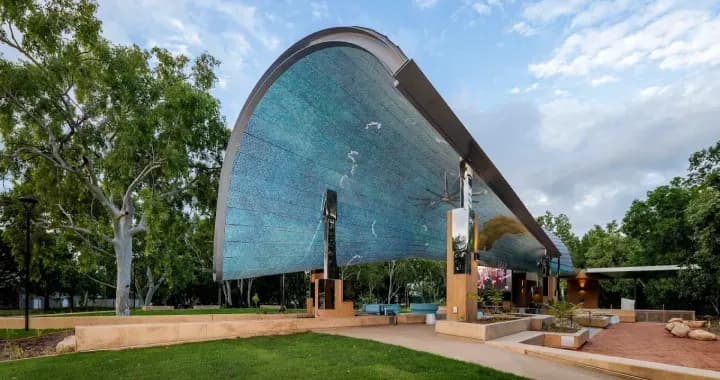 The ceiling of Central Plaza is artwork by indigenous artist Megan Cope as part of her 'After the Flood' series