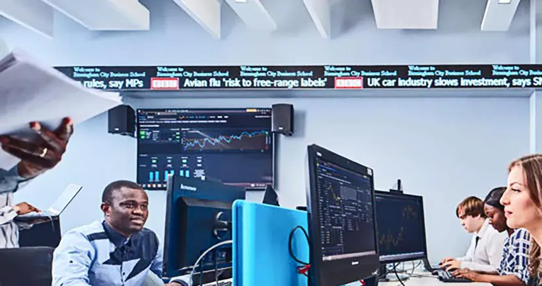 City Trading Room equipped with Bloomberg Terminals access to live market data, including stocks and currencies