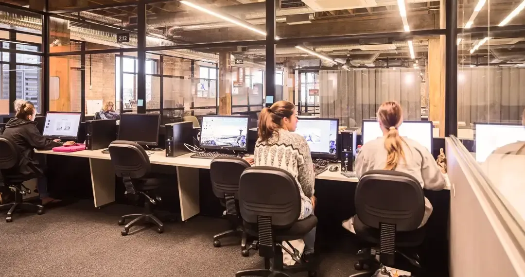 The computer labs, relevant to various disciplines, including graphic design, video editing, and business applications