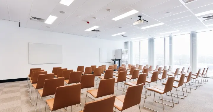 A large conference space for up to 56 guests with full AV facilities