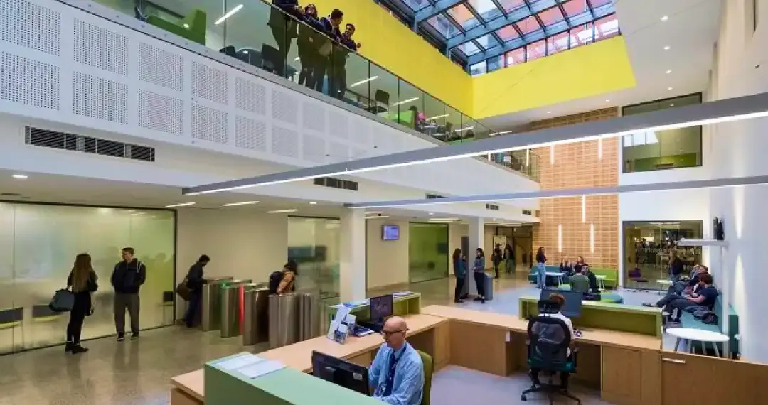 George Davies Lounge features seating areas with couches, chairs, and tables conducive to casual conversations