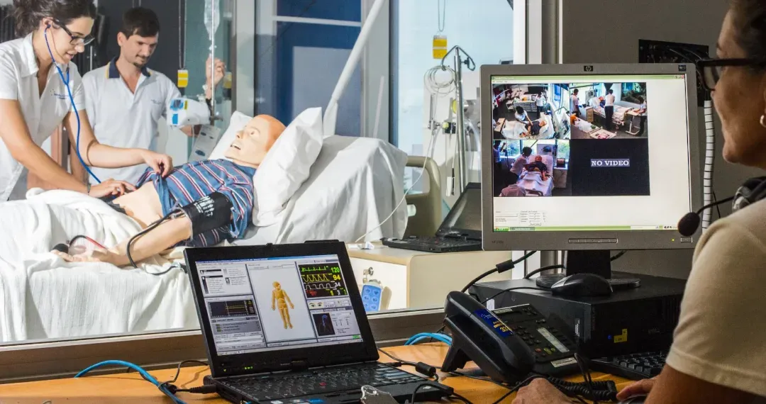 Nursing students access state-of-the-art hospital & electronic teaching equipment in simulated clinical ward