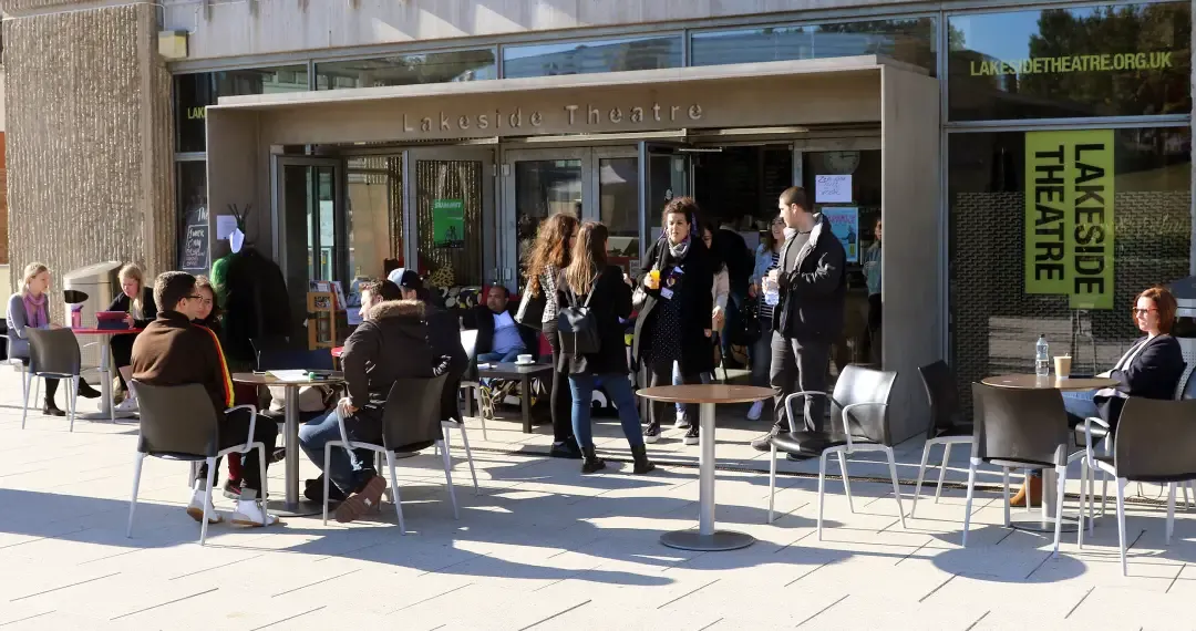 Lakeside Theatre Cafe serves as a social space for students and visitors, adding to the welcoming creative atmosphere