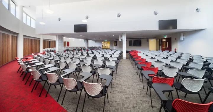 Tiered Lecture Theatre suitable for lectures, seminars, and conferencing, seating capacity of up to 360 people