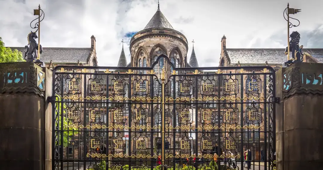 Memorial Gate is a historic entrance built in 1952 to honor alumni who died in World War I and World War II