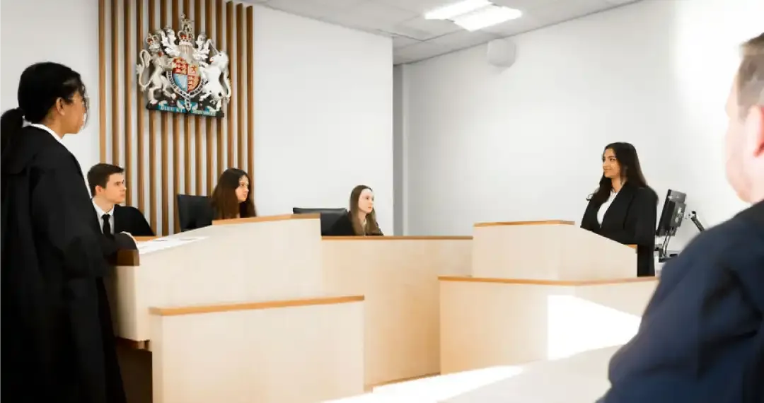 Moot Court simulates a real courtroom environment where law students can practice like in real-world court proceedings