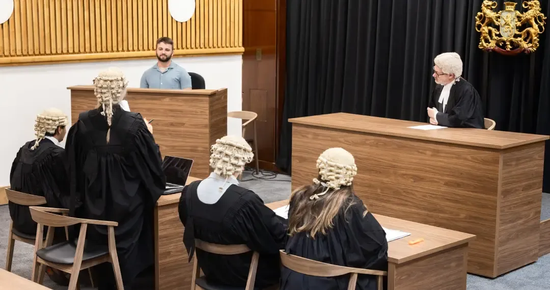 Moot Court is designed to replicate the layout setup gives students practical experience in a realistic environment