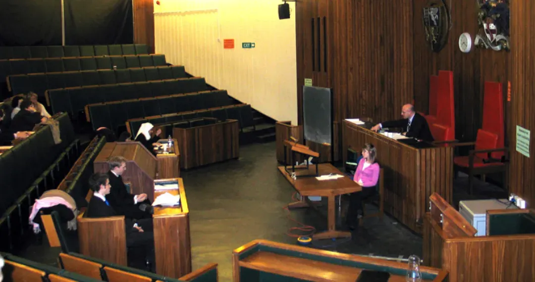The school’s Moot Court facilities provide a realistic courtroom environment for students to practice
