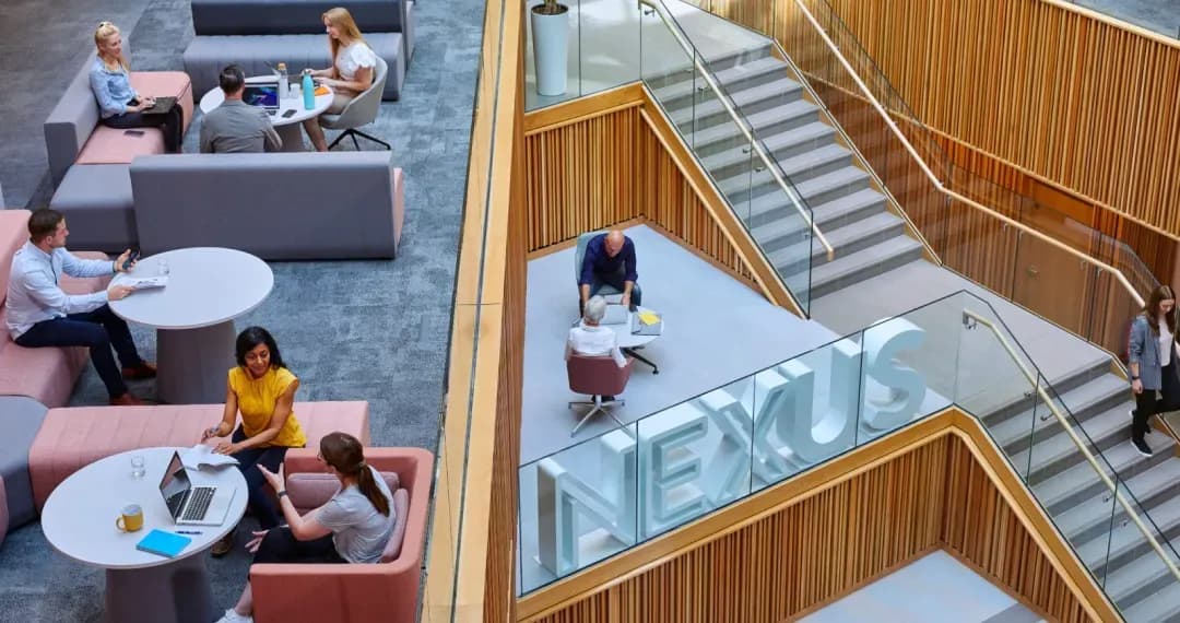 Nexus Lounge & Cafe, the ground floor features a café, exhibition space, a business lounge,