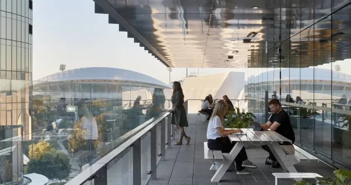 Brings in natural light, and captures outstanding views of the city and Adelaide Oval