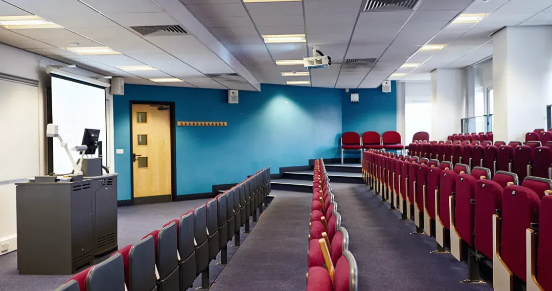 Owen Lecture Theatre can hold 110 capacity and has a dual screen with integrated audiovisual equipment
