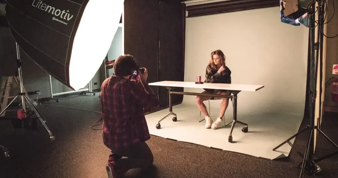 Photography Studio, high-quality cameras, lighting equipment, backdrops, and props to practice photography skilled