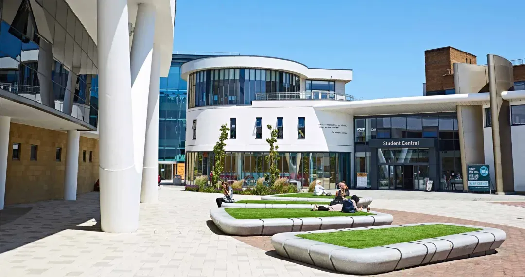 Richard Steinitz Courtyard is an open, inviting space that serves as a meeting place for students