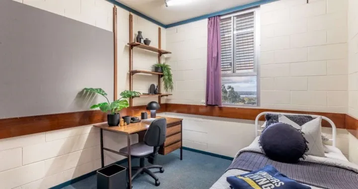 Bedrooms include a private room with slide key access, single bed, study desk, office chair,and mirror