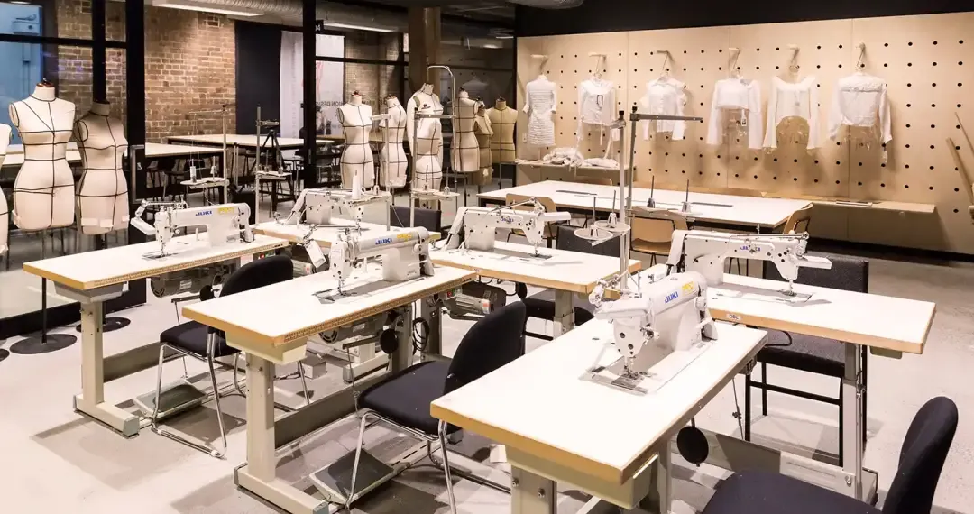 Fashion Studio, modern design studios and sewing facilities, providing students with the resources
