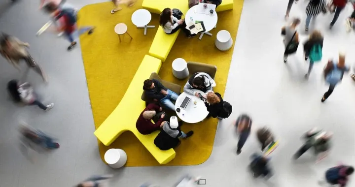 Perfect for those impromptu study sessions, there are group tables located right throughout the Hub