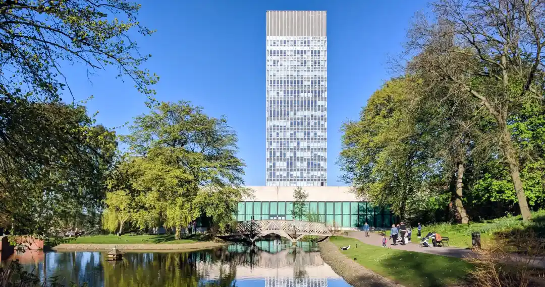 The Art Tower is home to the university's art-related departments, providing studio space, seminar rooms, and offices