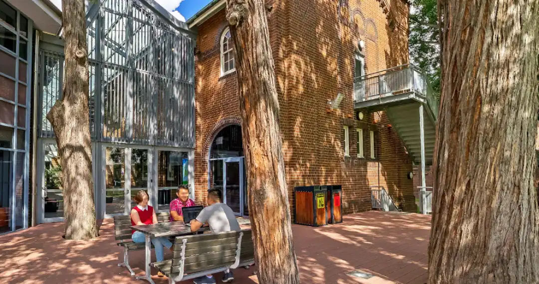 The Deck, for student relaxation, social interaction, and campus events