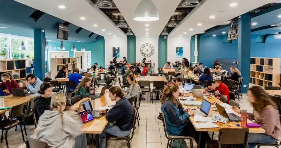 The Edge Hub is a comfy place to study, with sofas, computers, printers, drink-making facilities