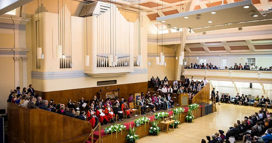 The Great Hall can seat up to 580 people in the auditorium and 140 in the balconies used for regular recitals and concerts