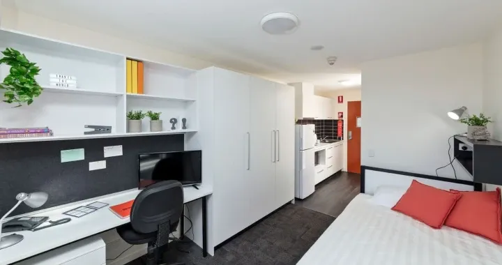 UC Lodge Single Room, enjoy the privacy of your own room with its cozy study area and storage space