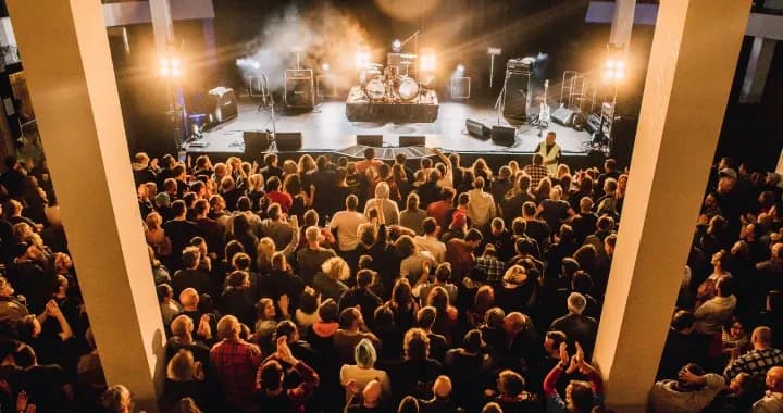 Small music venue at the University of Canberra where bands play to crowds of lively students