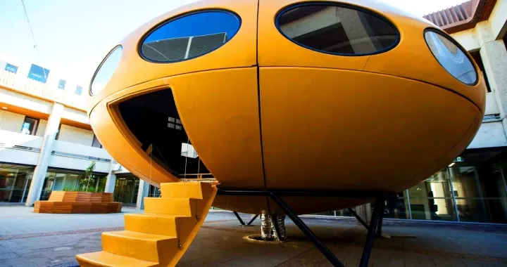 Meet Futuro, our flying saucer that also doubles as an interactive meeting space