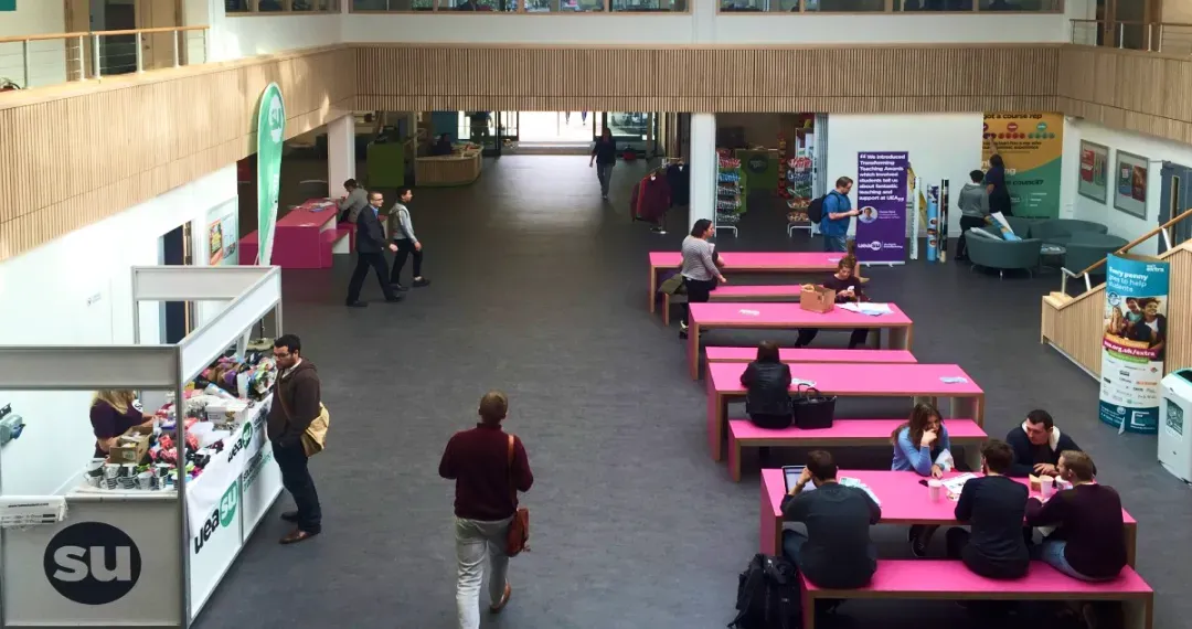 Union House is the main hub for student life with big open space called the Hive