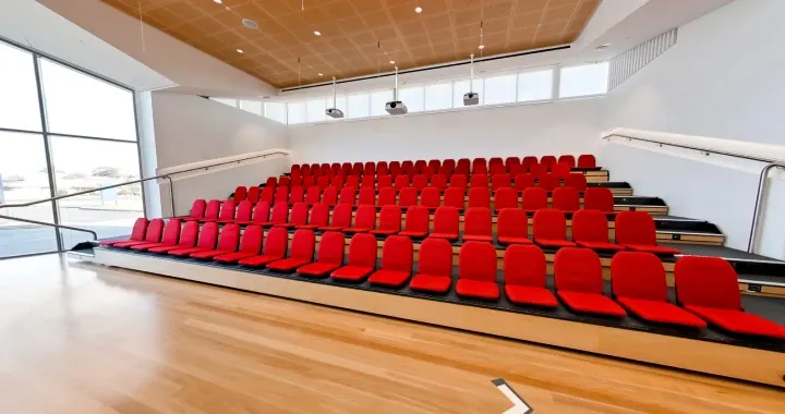 Bob and Gayle Cowan Auditorium, brings together collaborative learning spaces