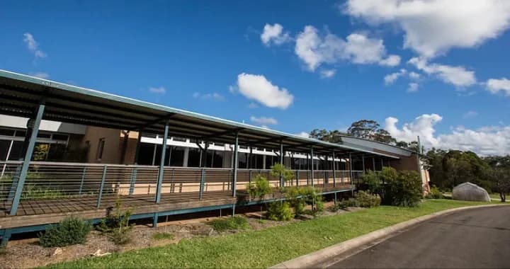 Outside campus hallway for student walk go through their classes