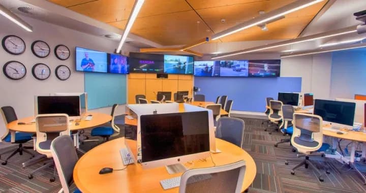 Including workstations and monitors to stream live TV news channels