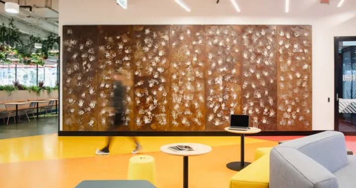 Wall of Hands, a 5-metre brick wall of Indigenous graduates key component of the Yarning Circle