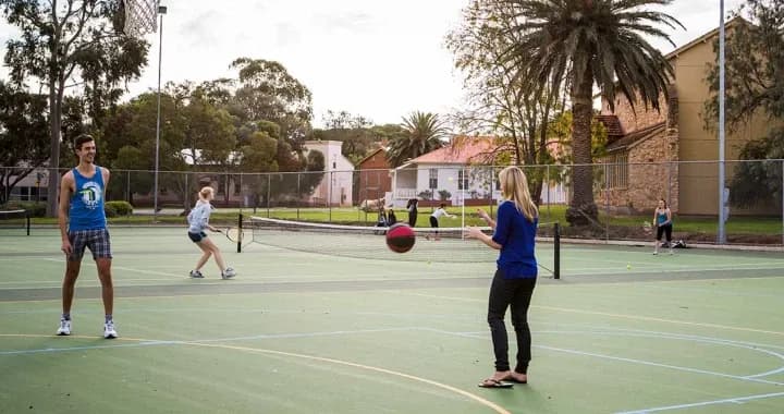 Sport facilities include basketball, netball and tennis courts