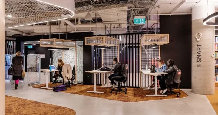 Open study areas and student group study rooms for collaborative work, allow for focused study