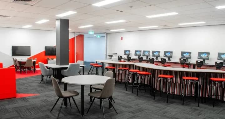 Study Space, with computer access to every student to use and for student do group discussion