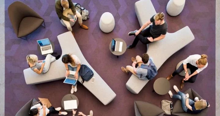 Flexible and chill vibe space for student catch up and rest before heading to class