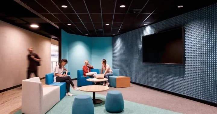 Teaching Space, with television facilities for student and lecture meeting up after class for discussion