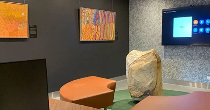 It is a welcoming, gathering and learning space with a grounding stone sourced from the local area